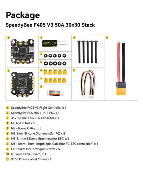 Польотний контролер FPV 4in1 SpeedyBee F405 V3 BLS 50A 30x30 FC&ESC Stack SB-F405-V3-STACK фото